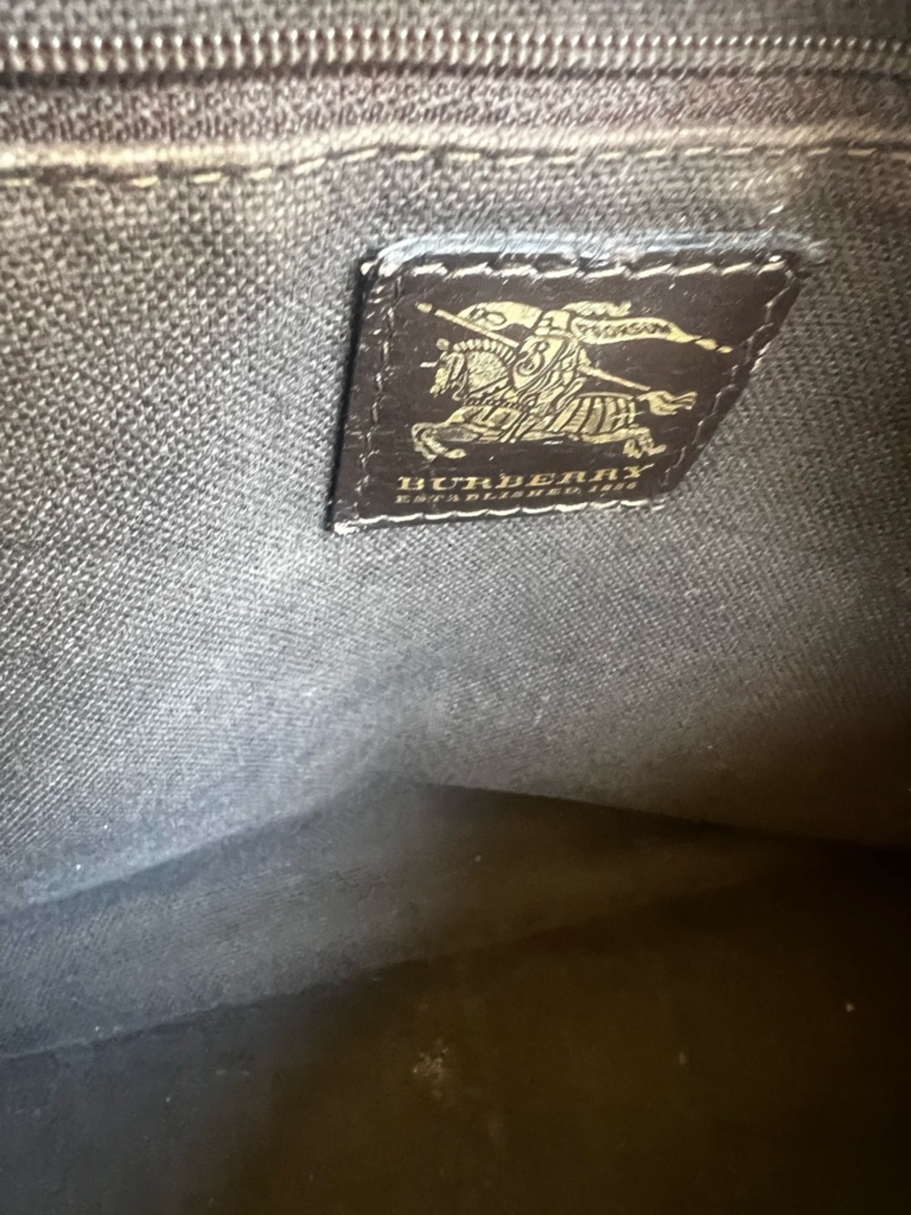 Burberry Tan & Black Plaid Leather-Trim Tote - Picture 8 of 10